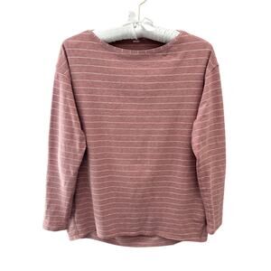 LULULEMON Back In Action Striped Long Sleeve Top Pink White Relaxed Fit | Size 6